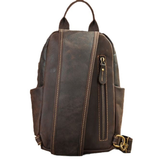 Retro-Brusttasche aus Crazy Horse Leder – Ansicht 3