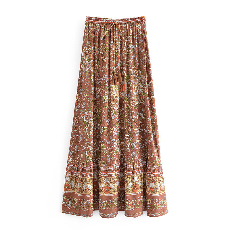 Boho A-Linien Jupe mit Blumenmuster