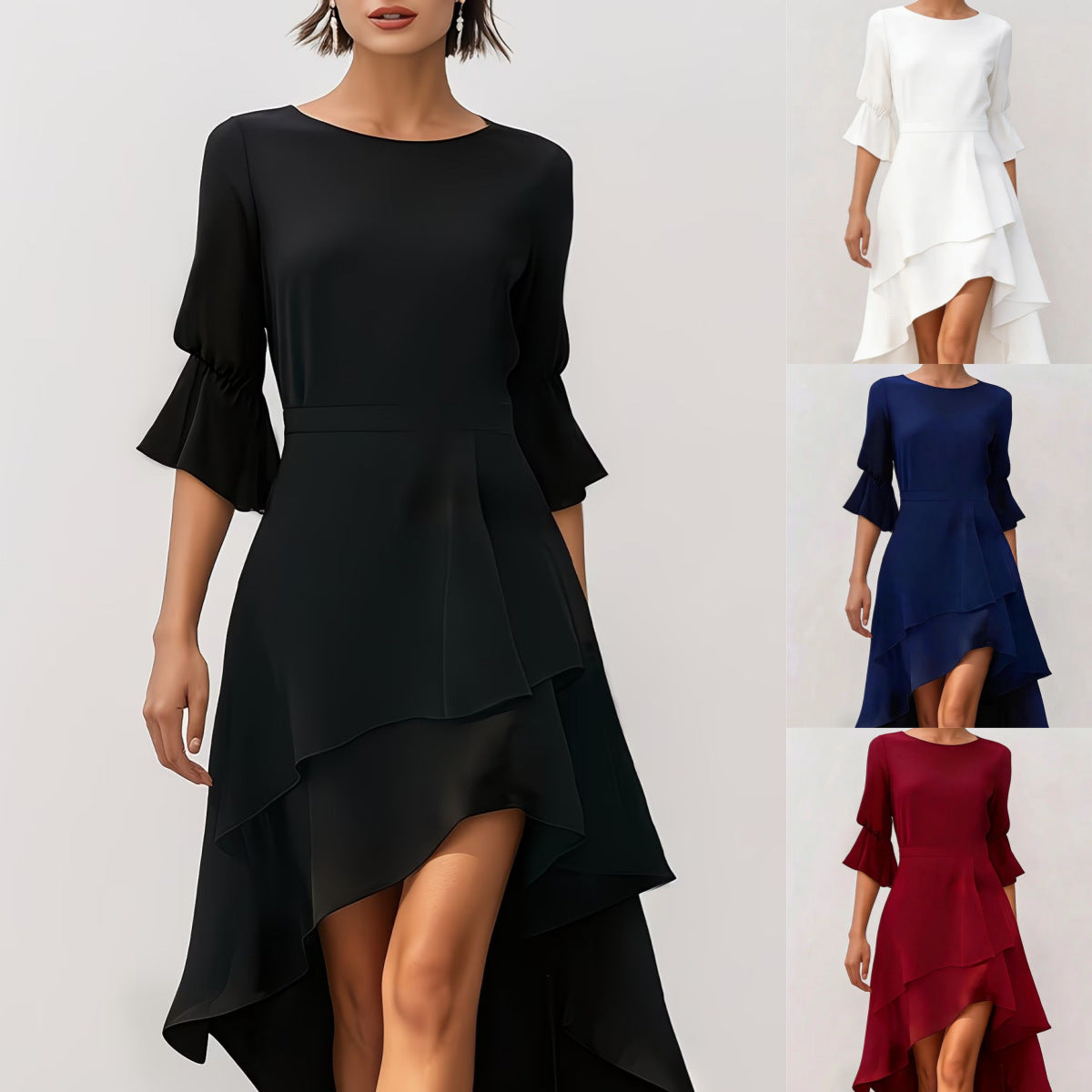 Unregelmässiges Kleid mit Rüschen