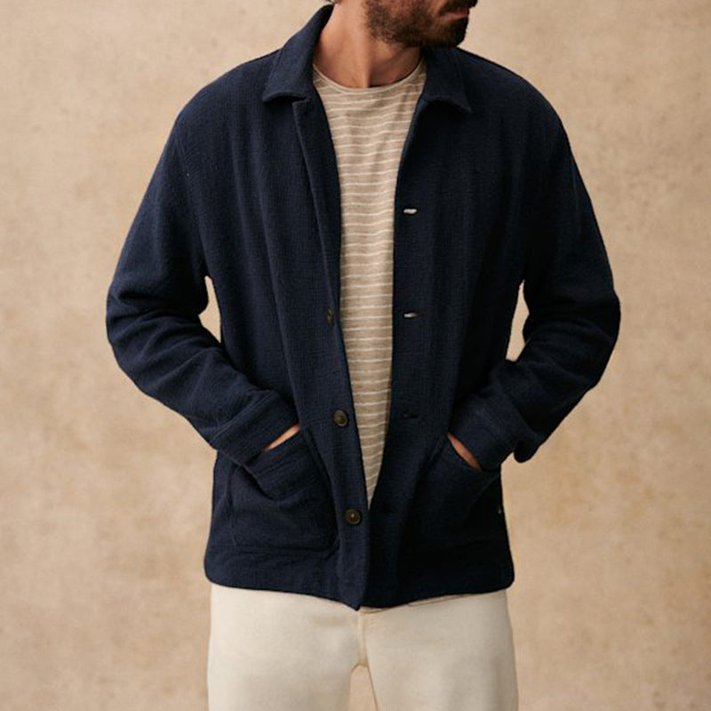Herren-Kardigan, navyblau, Knitted