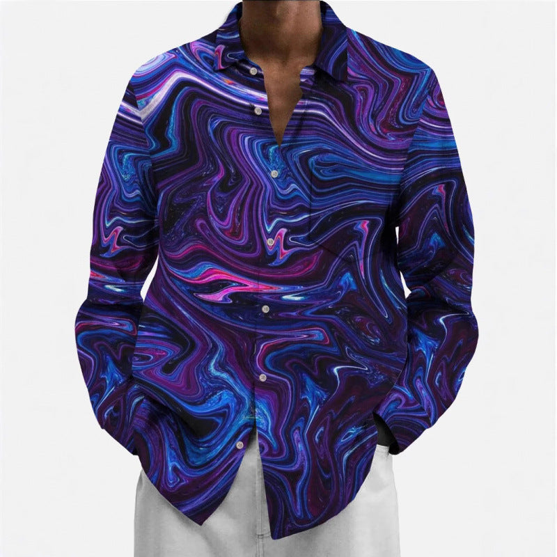 Herren Langarmshirt mit mehrfarbigem Muster | LuxeStyle