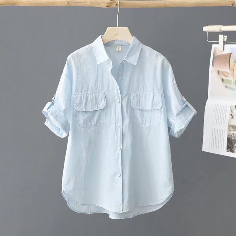 Elegante Bluse mit festem Farbton – Bild 5 | LuxeStyle