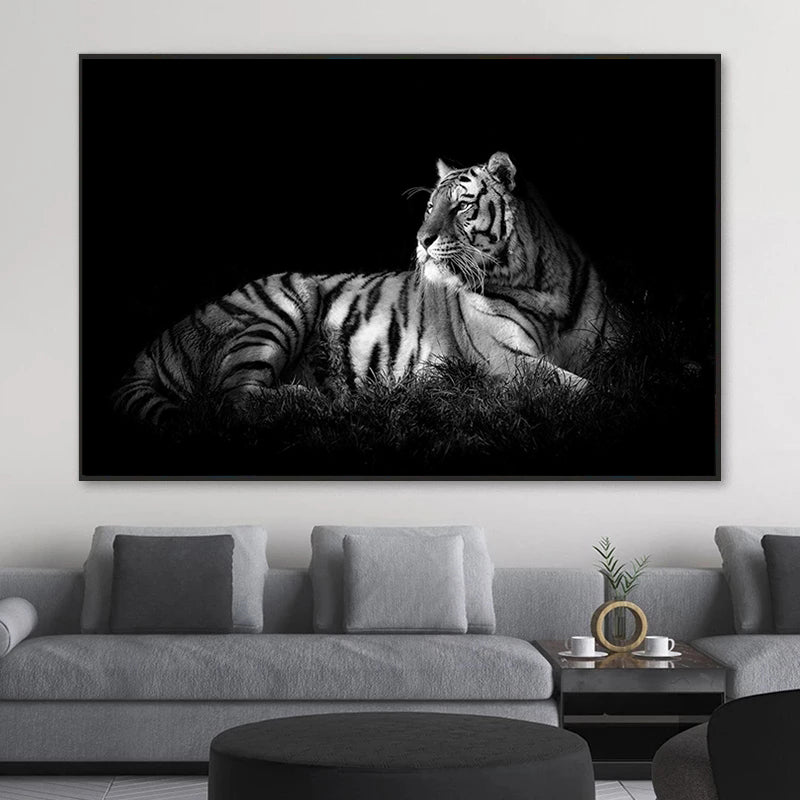 Leinwandbild Tigerkopf Schwarz-Weiss – Bild 6 | LuxeStyle