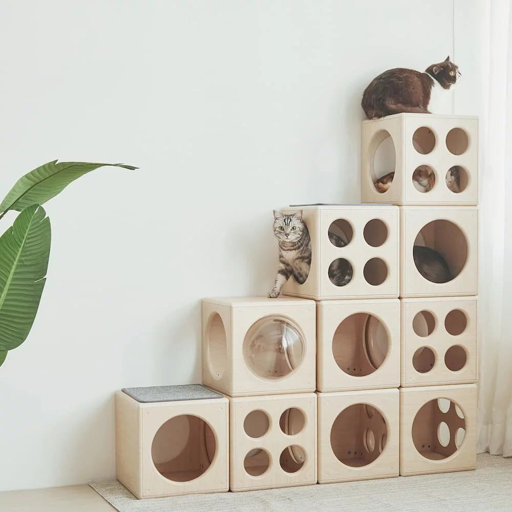 Vier-Jahreszeiten Katzenbett aus Holz