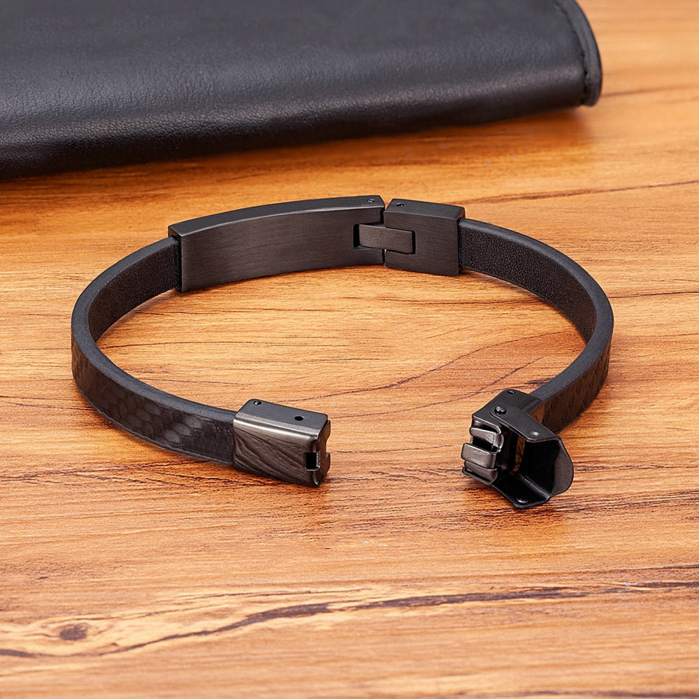 Herren-Lederarmband mit geometrischem Muster | LuxeStyle