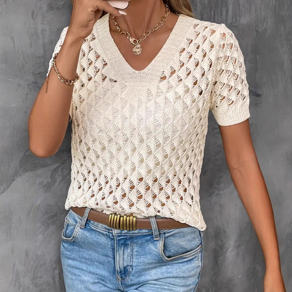 Elegantes Strick-Top mit Lochmuster – Bild 4 | LuxeStyle
