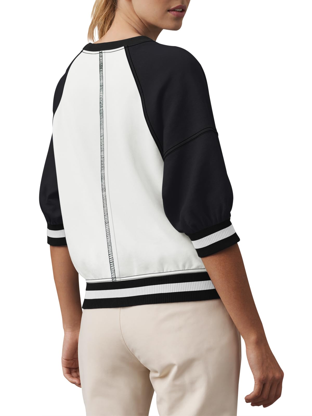 Fisoew Crewneck Sweatshirt mit halbem Raglanarm