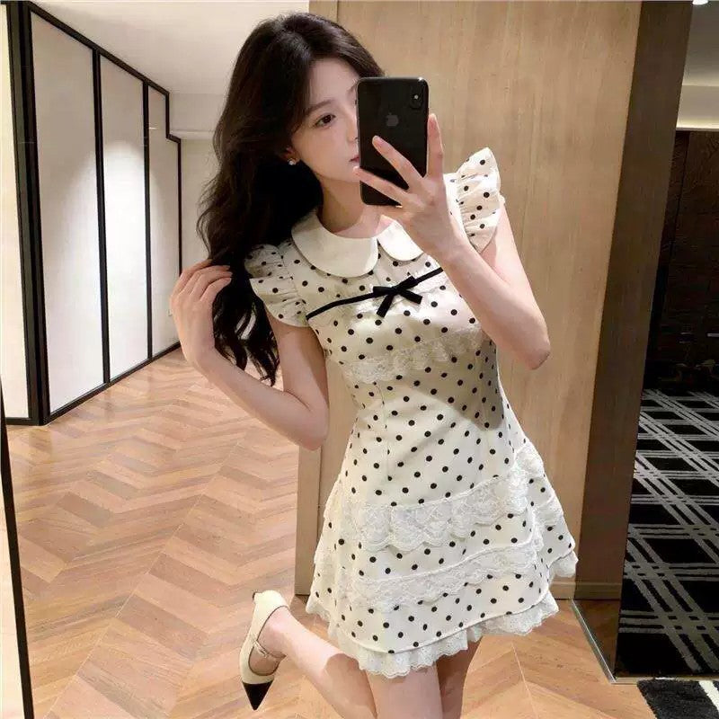 A-Linien Mini-Kleid mit Puffärmeln