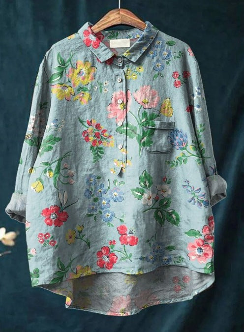 Locker sitzendes Damen-Top mit Rundhals und Blumenprint – Bild 3 | LuxeStyle