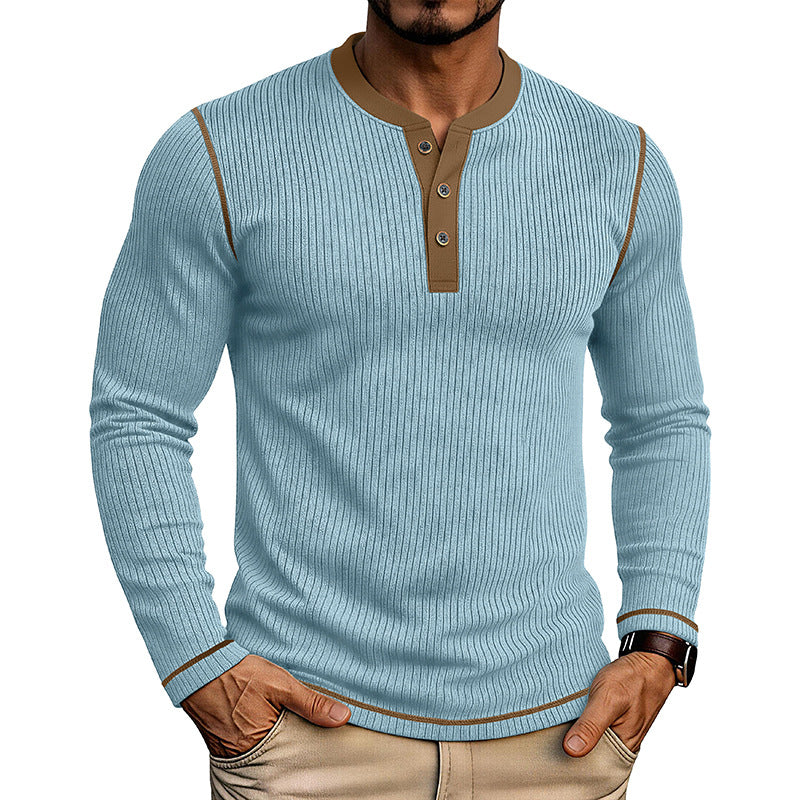 Herren Langarmshirt mit Farbblock Henley