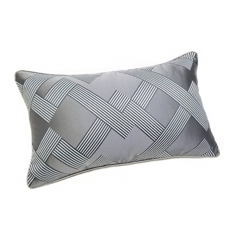 Dunkelgraues Kissen mit Geometrischem Jacquard – Bild 1 | LuxeStyle