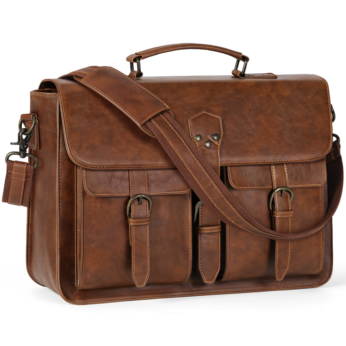 Grosse Umhängetasche für Herren, Braun – Bild 4 | LuxeStyle