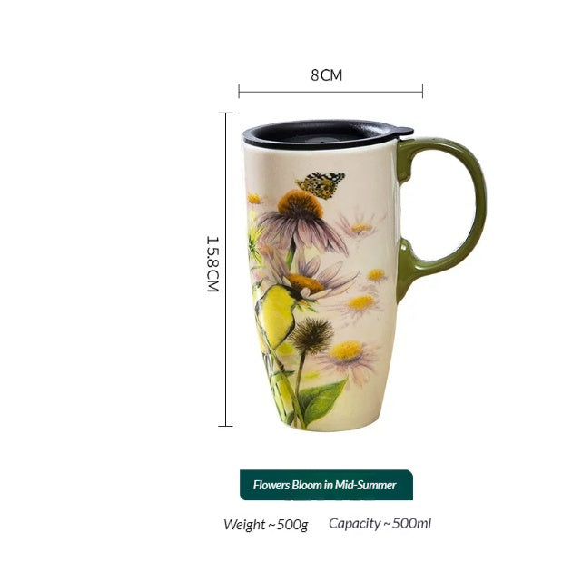 Keramiktasse mit Deckel – Pflanzen & Tiere – Bild 4 | LuxeStyle