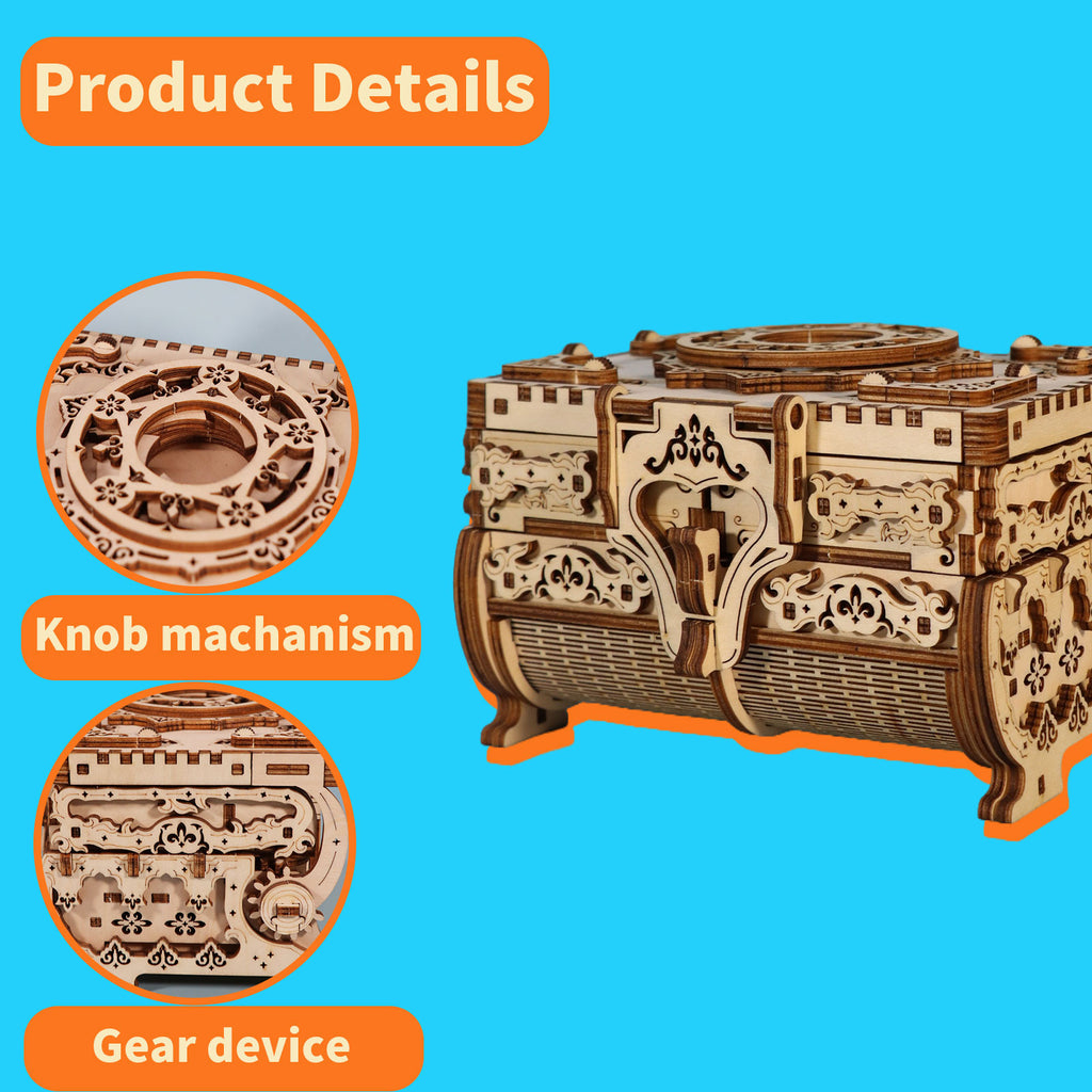 3D Holzpuzzle: Antike Schmuckbox