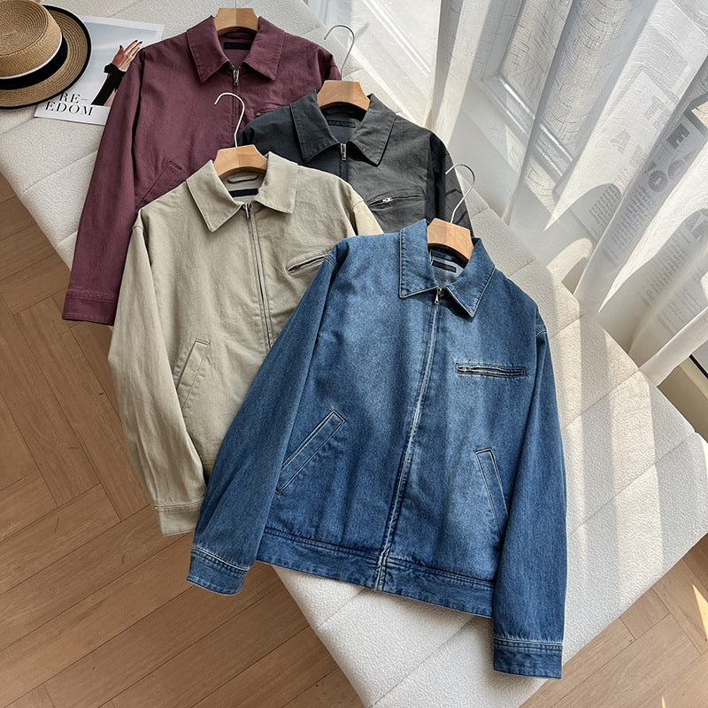 Jeansjacke mit Umlegekragen