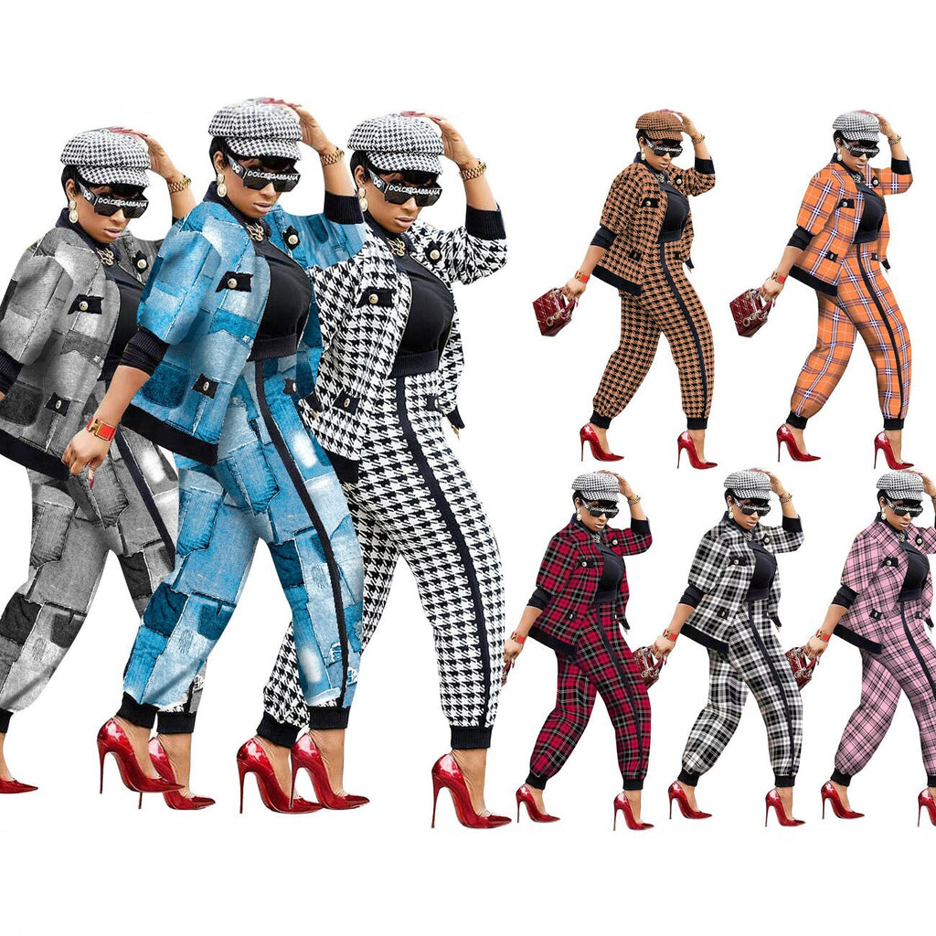 Houndstooth-Set: Jacke und Hose