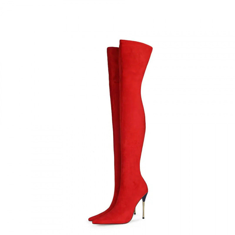 Overknee-Stiefel aus Wildlederimitat