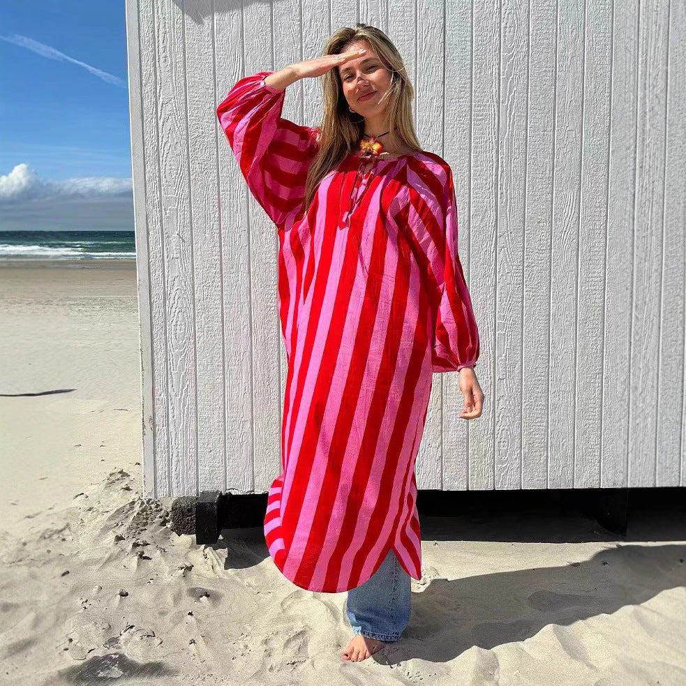 Langes Streifen-Kleid