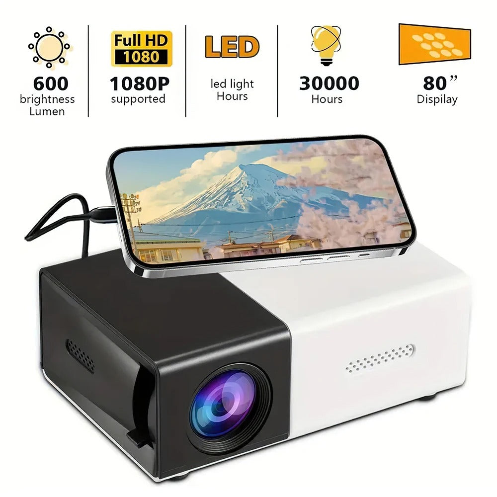 Tragbarer HD Mini-Projektor mit ausziehbarem Standfuss