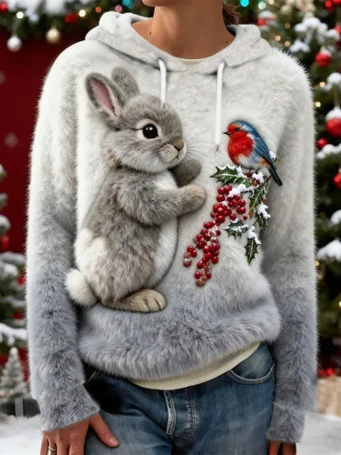Weihnachts-Pullover Flanell Rundhals Langarm Unisex