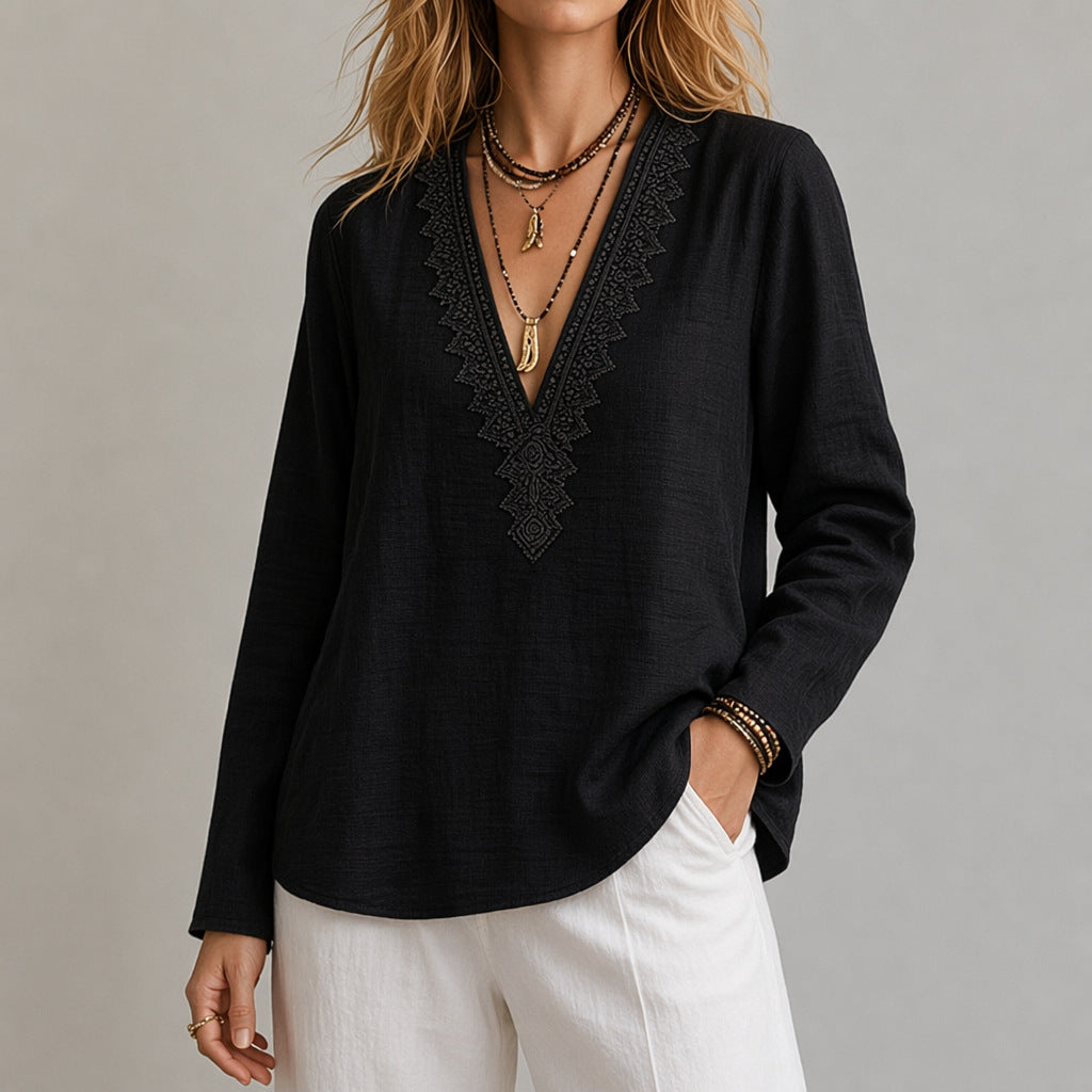 Damen Langarm-Top mit breiten Schultern