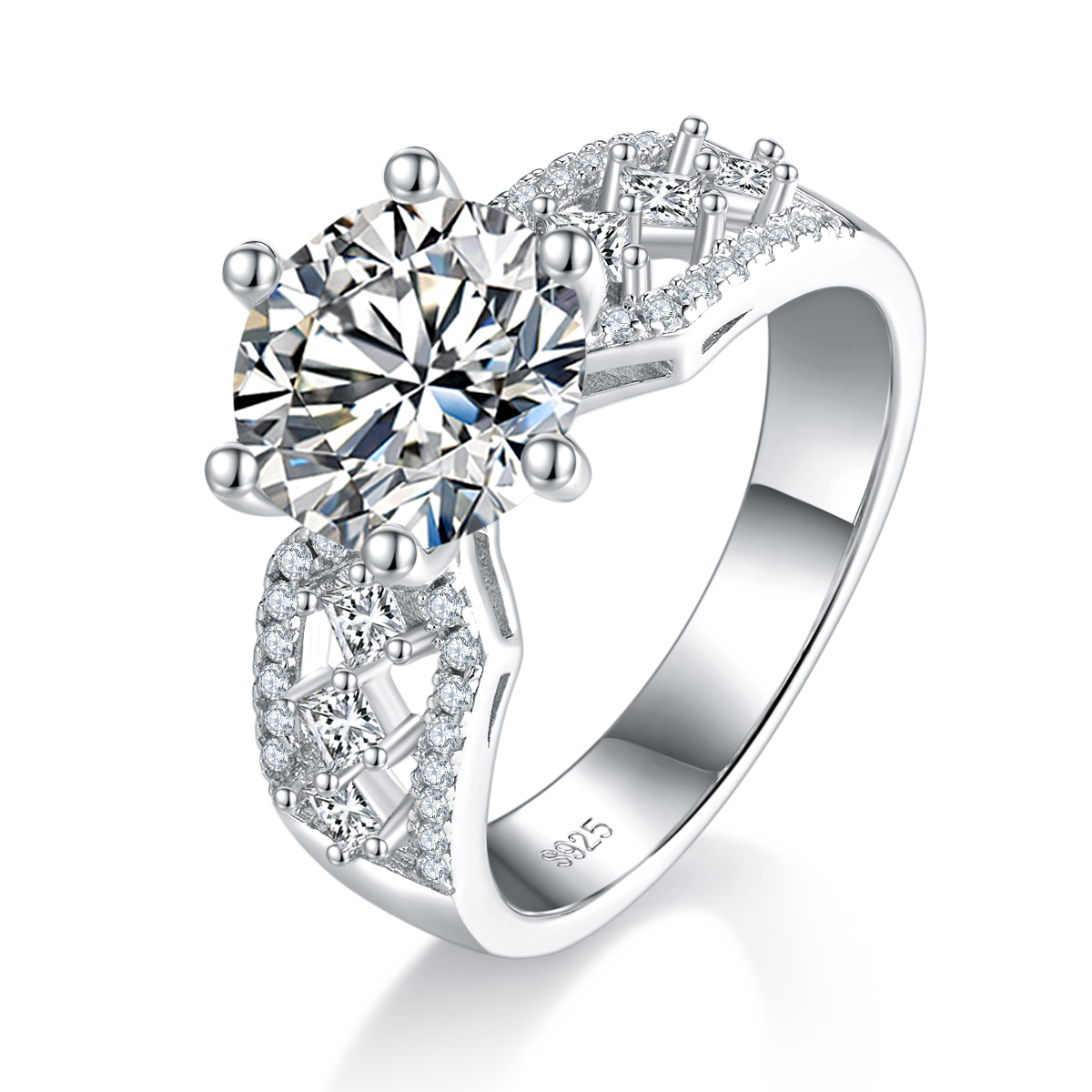 Moissanite Ring Sterling Silber
