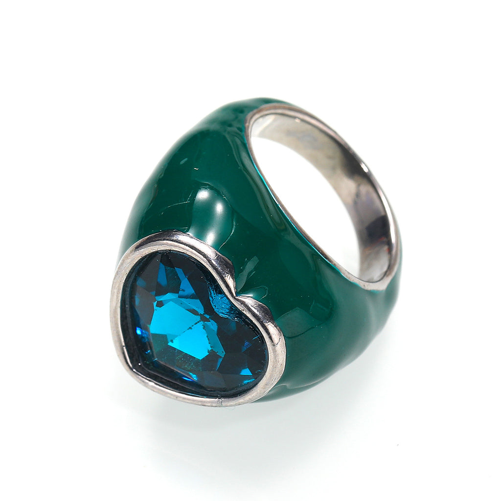 Titanstahl-Ring mit Emaille und grossem Edelstein – Bild 11 | LuxeStyle