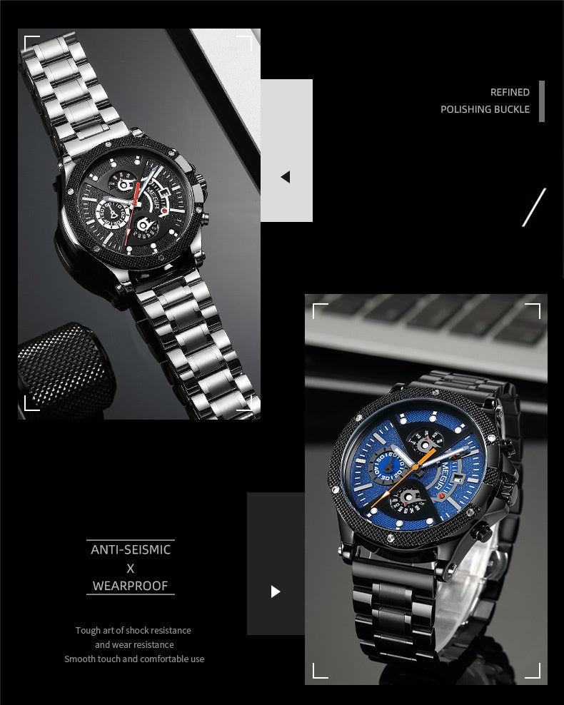Stahlarmband-Multifunktion-Uhr – Bild 6 | LuxeStyle
