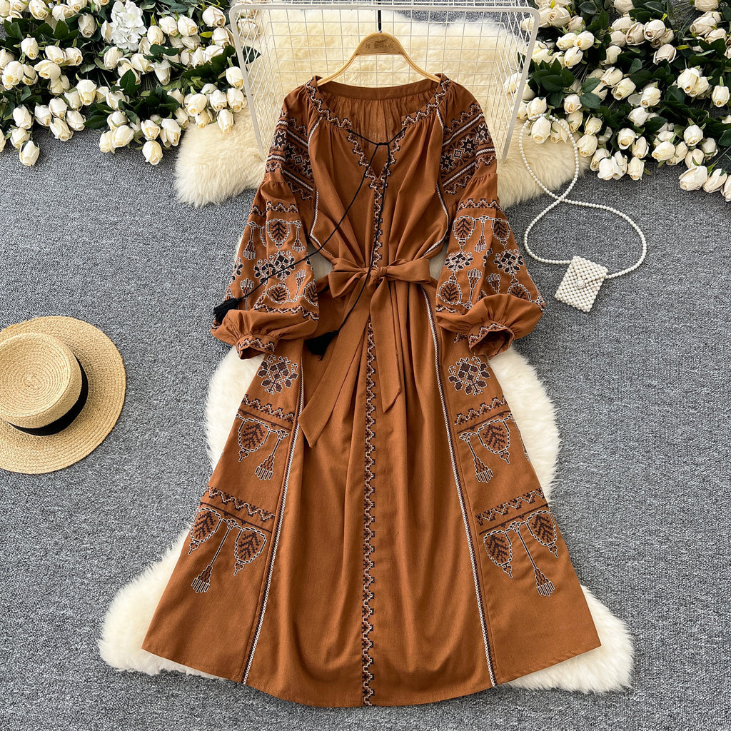 Retro-Style stark besticktes lässiges Damenkleid