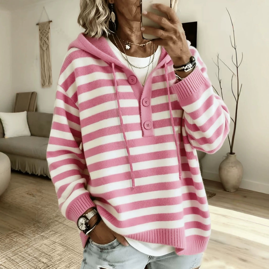 Gestreifter Kapuzenpullover aus Strick – Bild 9 | LuxeStyle