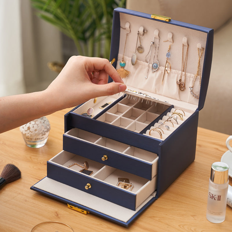 3-lagige Retro Schmuckbox mit Schloss – Bild 2 | LuxeStyle