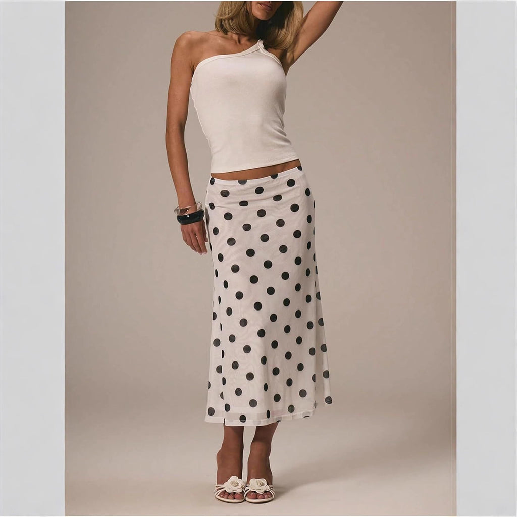 Eleganter Business A-Linien Polka-Dot Rock – Ansicht 5