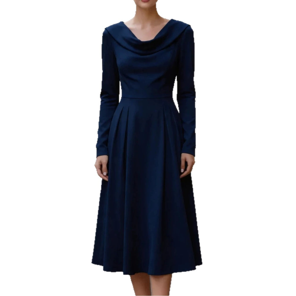 Elegantes Satin-Midikleid mit U-Boot-Ausschnitt – Bild 7 | LuxeStyle