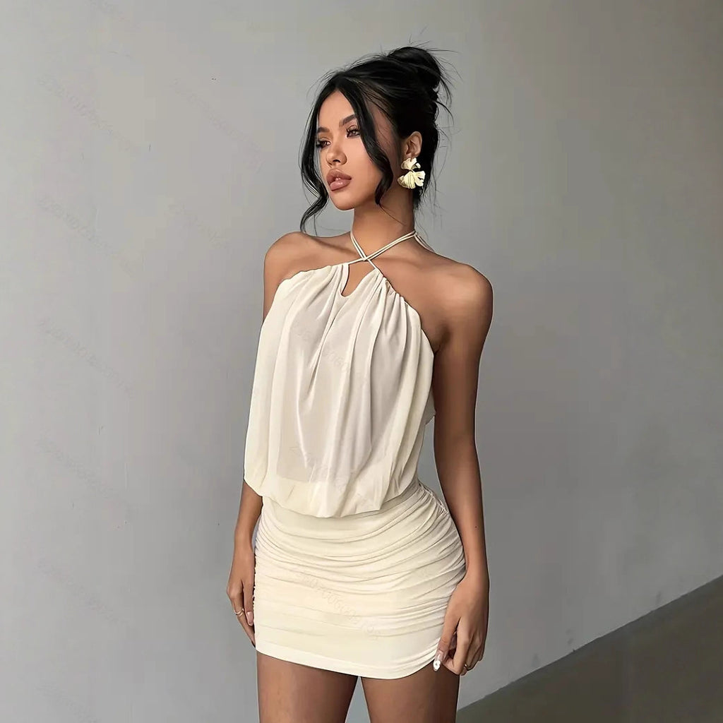 Neckholder Mini-Kleid aus Chiffon – Bild 3 | LuxeStyle