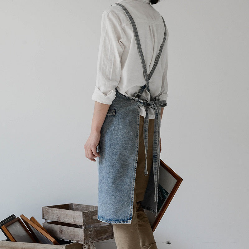 Baumwoll-Schürze aus Denim-Canvas – Bild 5 | LuxeStyle