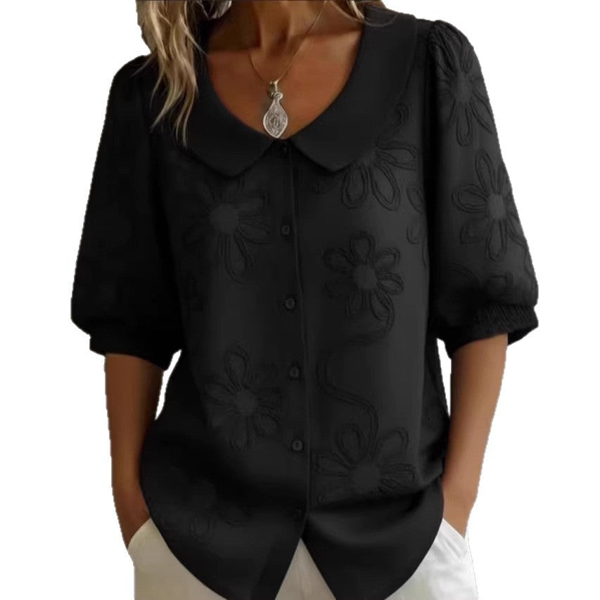 Retro-Bluse mit Blumenstickerei – Bild 3 | LuxeStyle