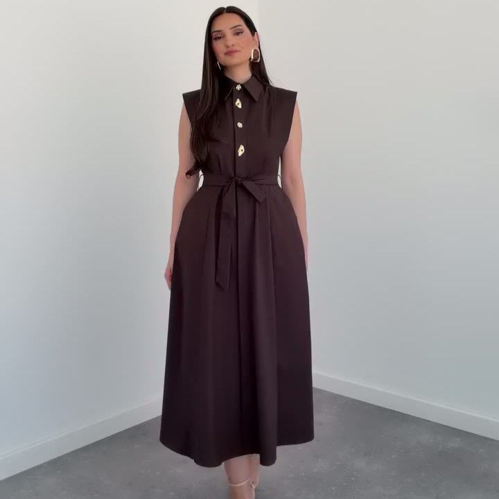 Ärmelloses A-Linien Kleid mit Schnürung