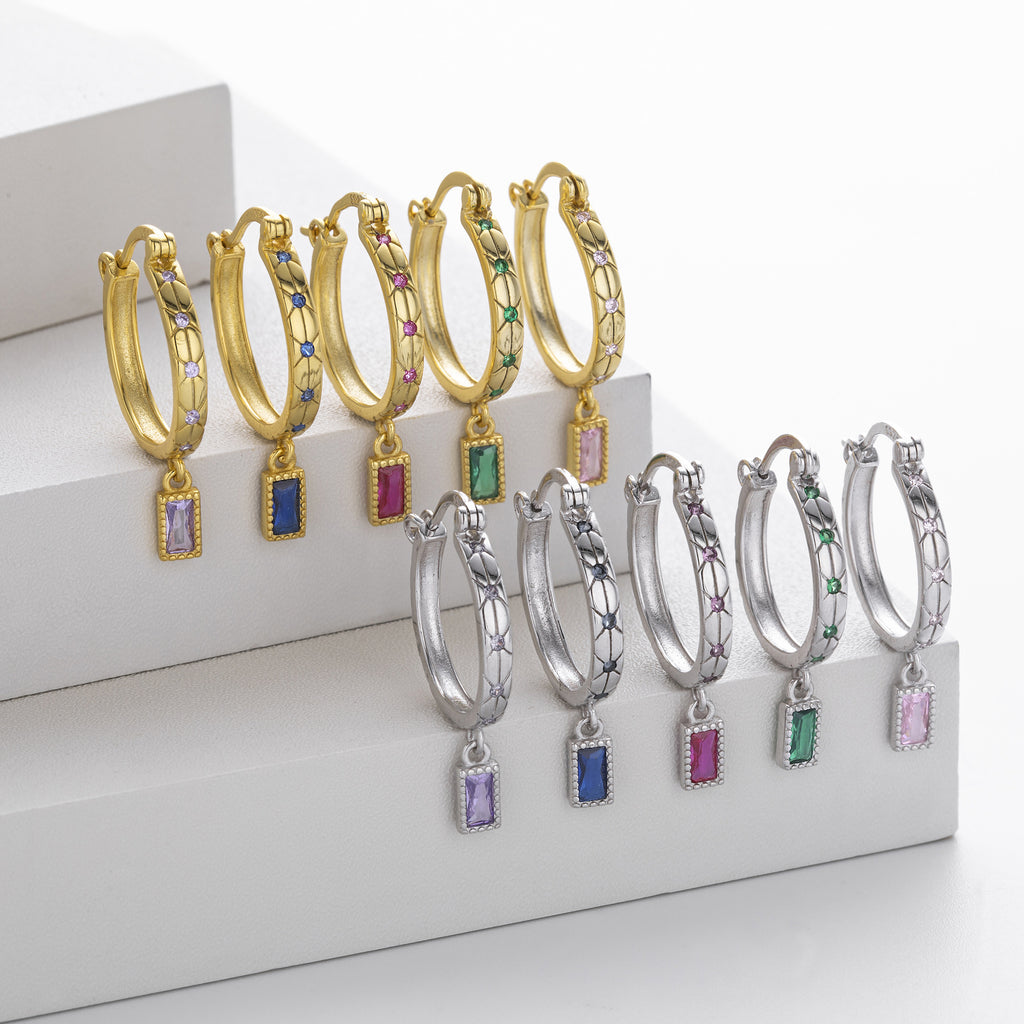 Edle Silberohrringe mit Diamant-Inlay