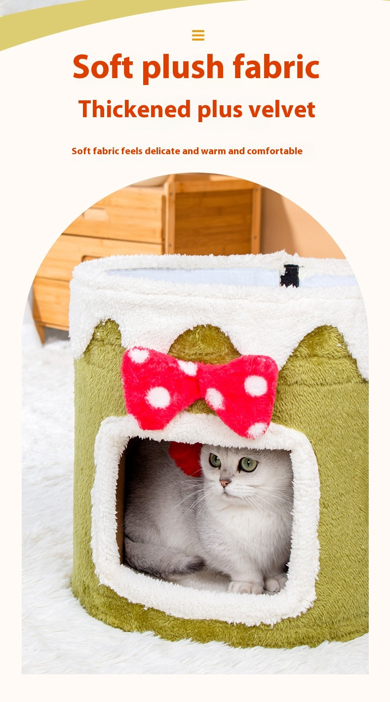 Doppellagiges Katzenbett mit Kletterrahmen