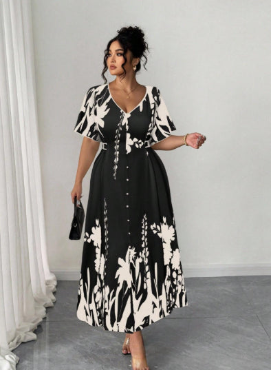 V-Ausschnitt Blumenkleid