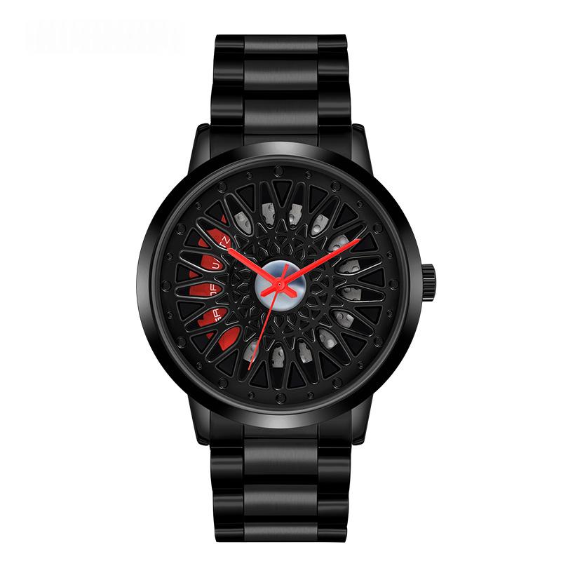 Hollow-Out Wheel Uhr, wasserdicht, Stahlband