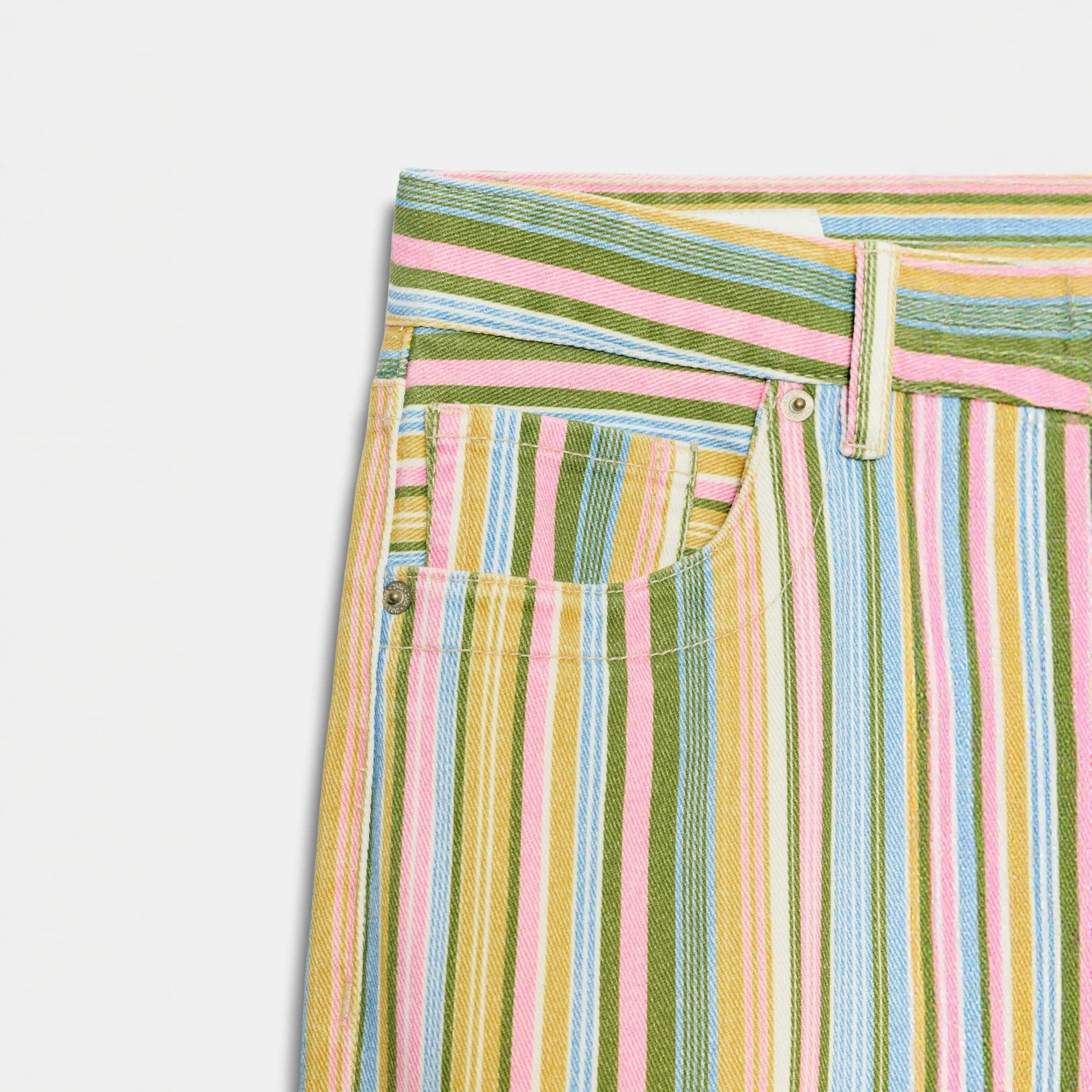 Gestreifte Loose-Fit Straight-Leg Jeans für Damen