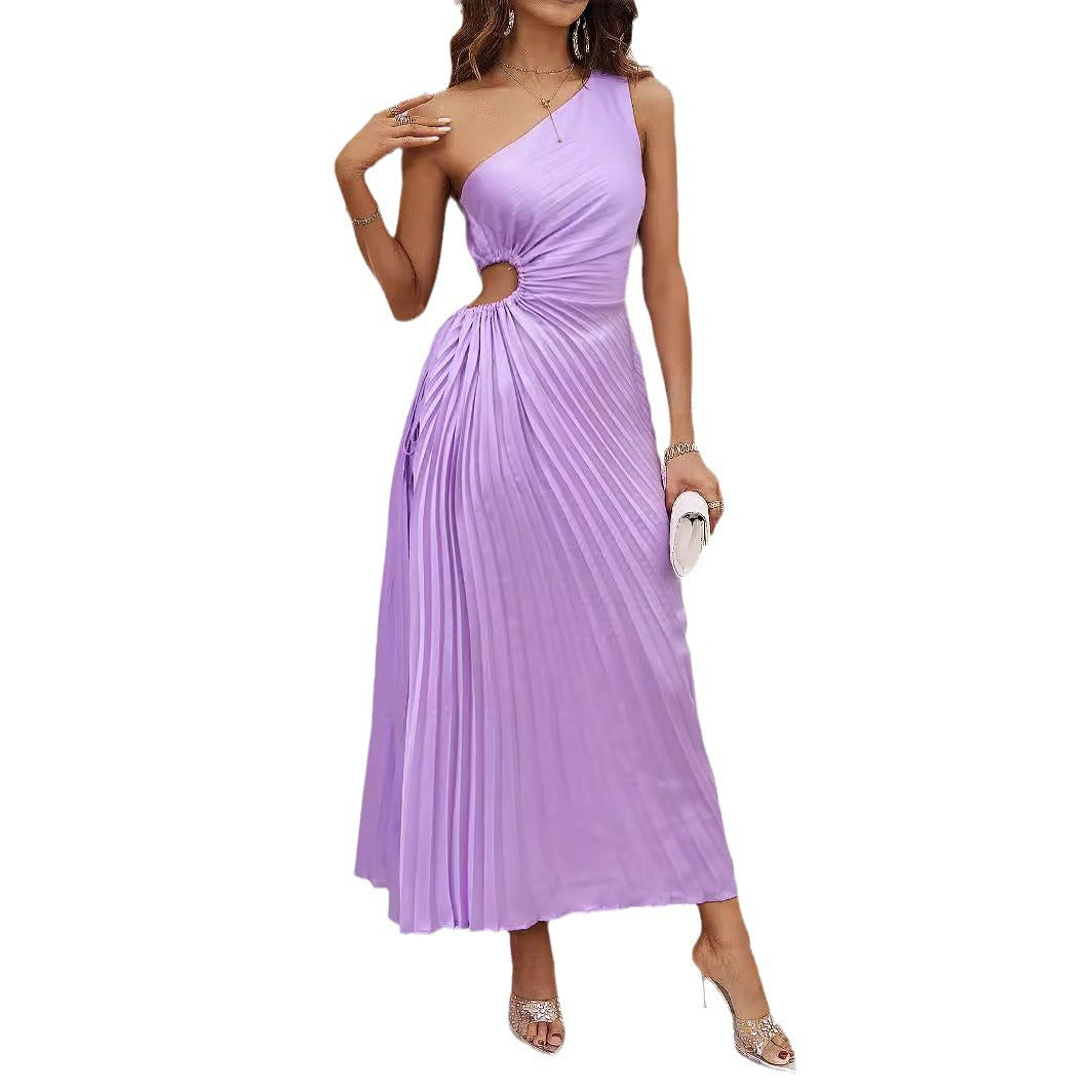 Damen One-Shoulder Plissee Kleid – Bild 3 | LuxeStyle
