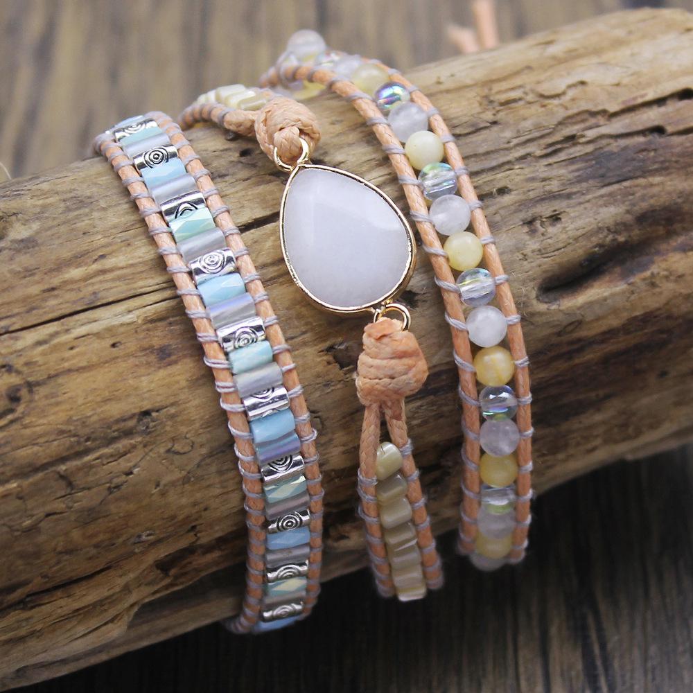 Handgewobenes Wickelarmband aus Leder