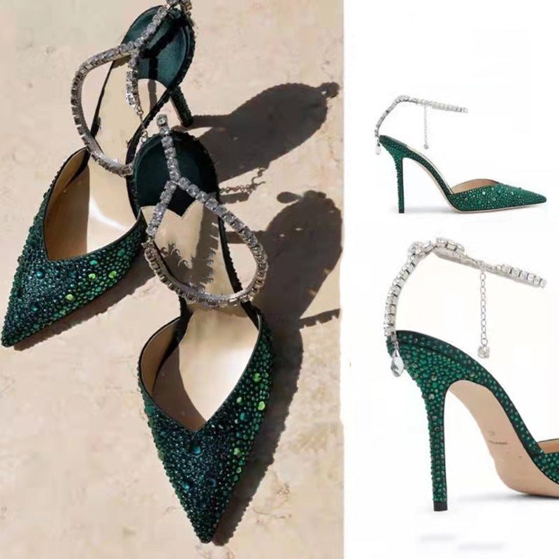 Sandalen mit Strasskette und Stilettoabsatz – Bild 2 | LuxeStyle