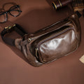 Retro-Brusttasche aus Rindsleder