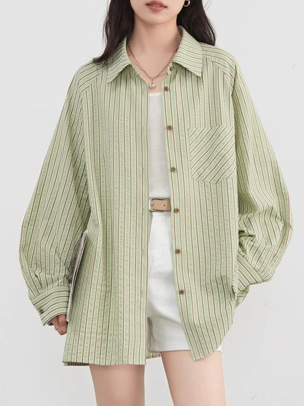 Gestreiftes Color-Block Hemd mit Raglanärmeln | LuxeStyle