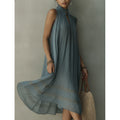 Ärmelloses Midikleid mit Spitze und Bindeband