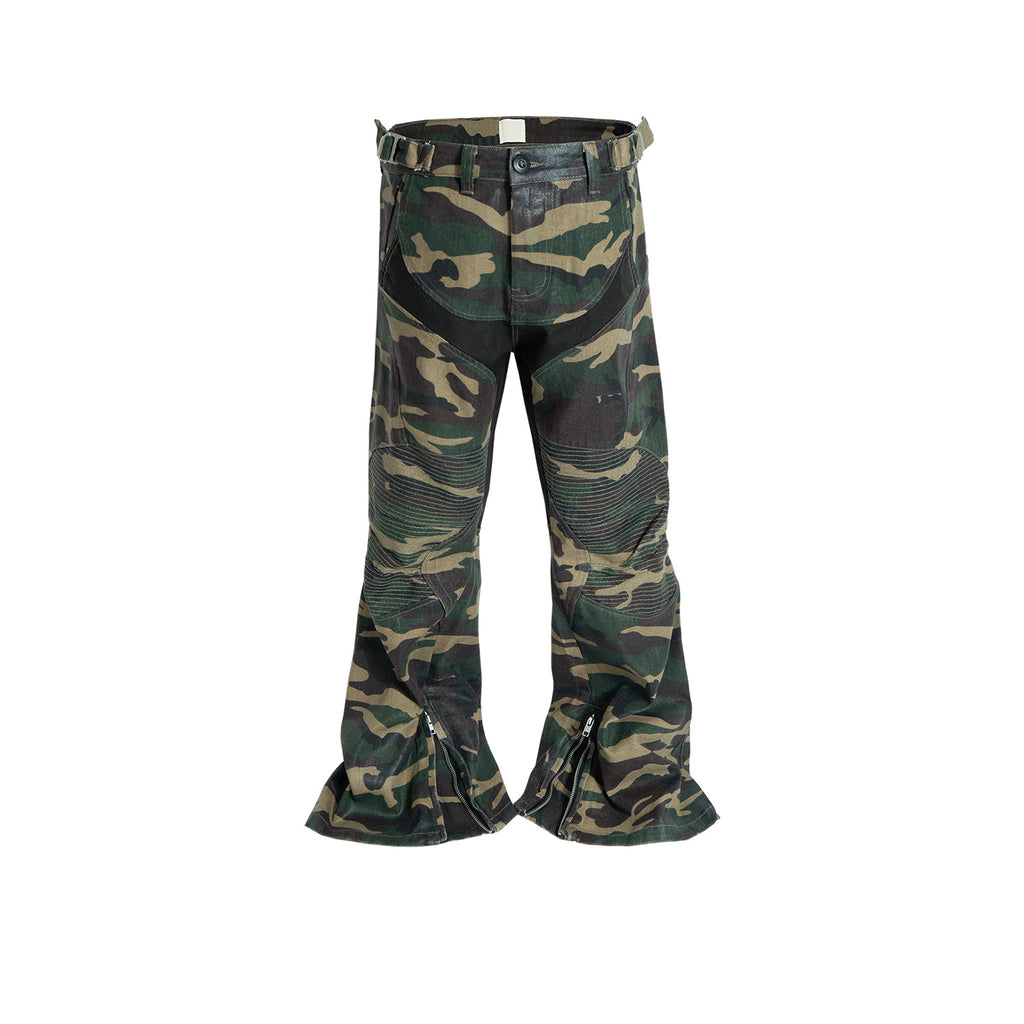 Zipper-Weitbein-Hose mit identischem Nahtdesign