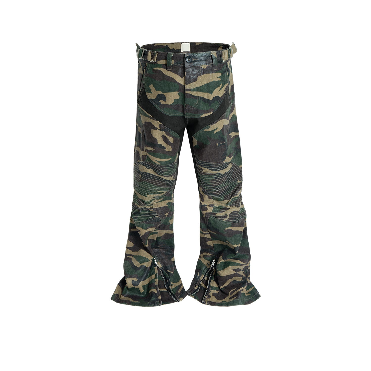 Zipper-Weitbein-Hose mit identischem Nahtdesign
